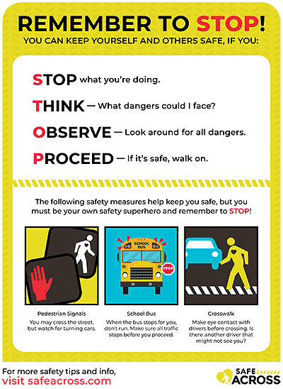 education handout about stopping at crosswalks